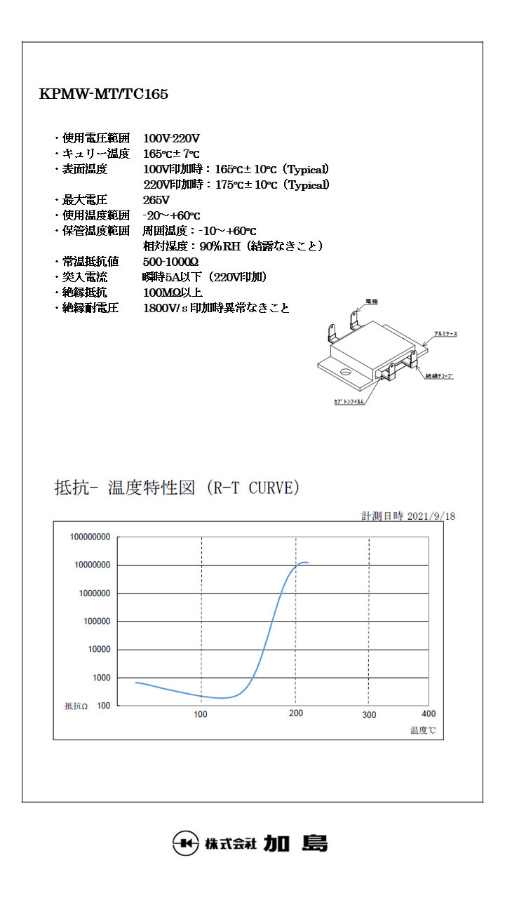 PTCヒーター 規格品ラインナップ